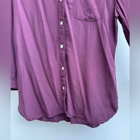 Chico’s Purple Rayon Collared Button Down Quarter Sleeve Blouse Top Size 0 US S - Picture 6 of 14